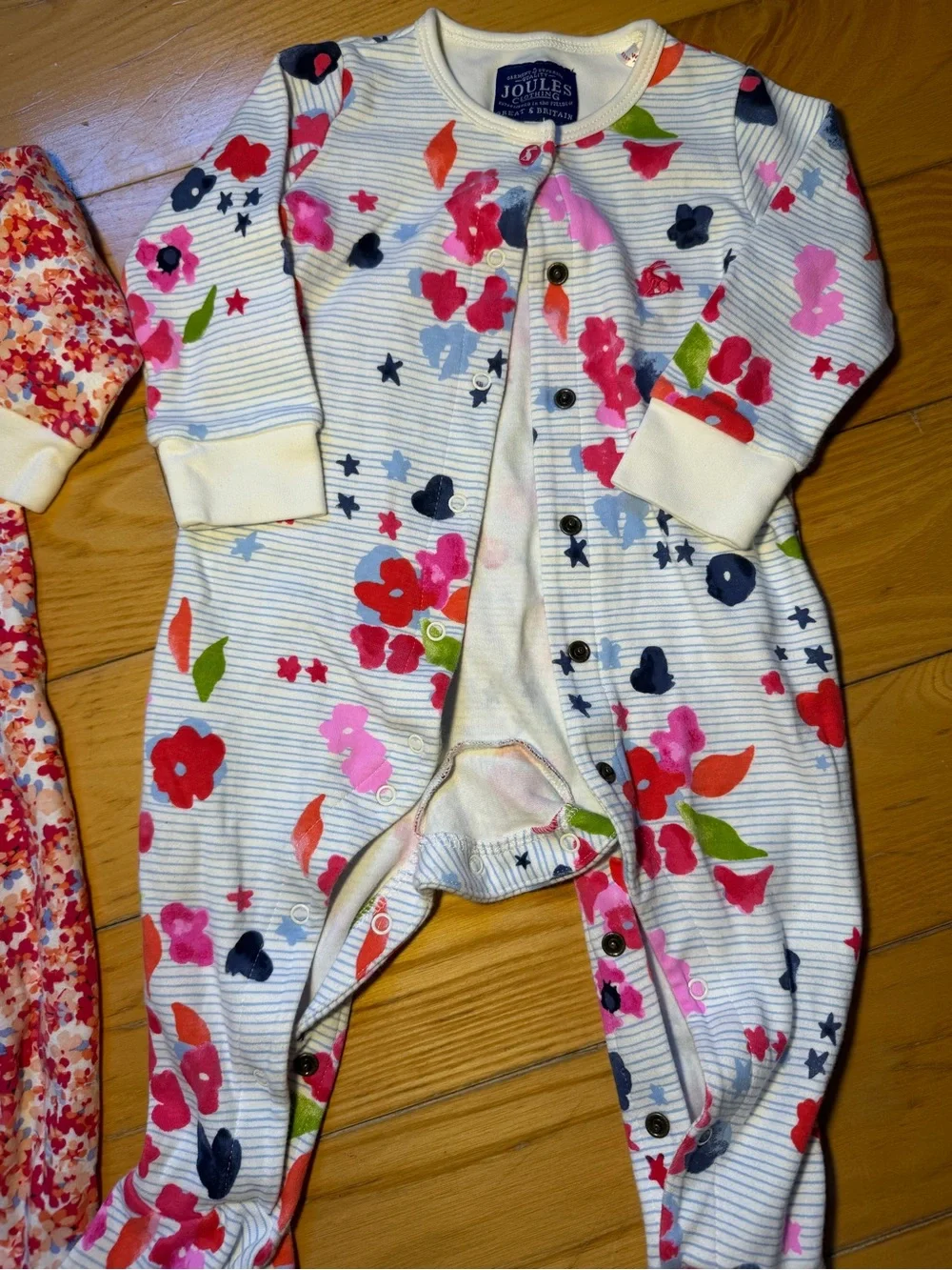 Joules Pink & Multi Floral Baby Sleepsuits